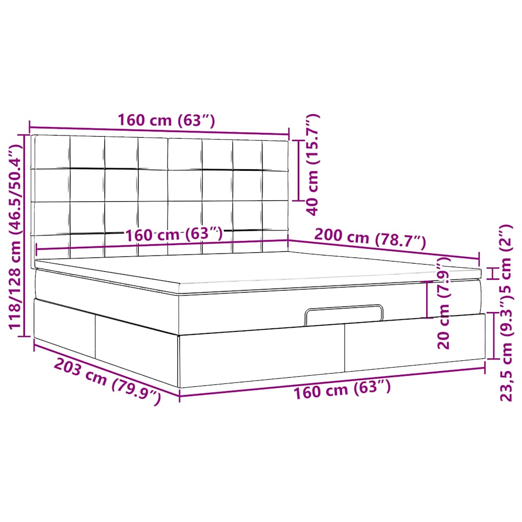 Ottoman-Bett mit Matratze Dunkelgrau 160x200 cm Stoff