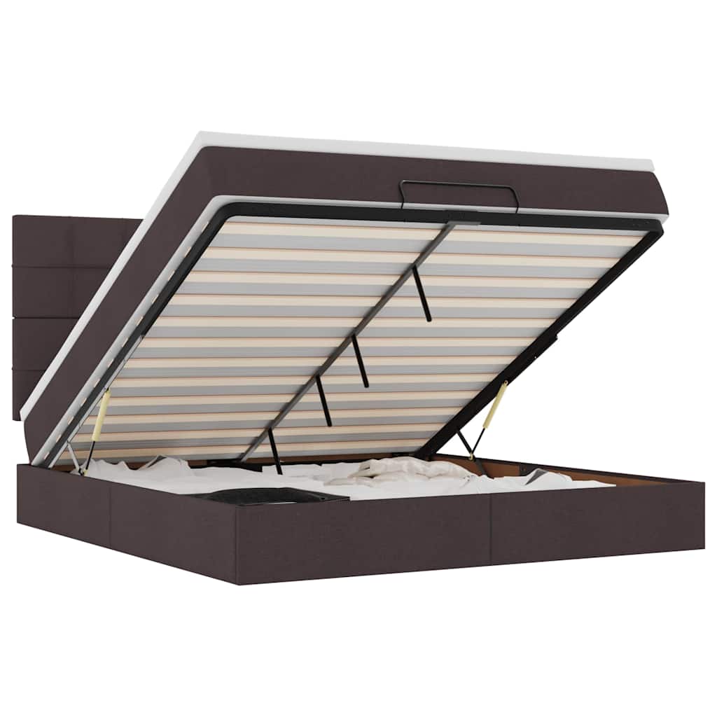 Ottoman-Bett mit Matratze Dunkelbraun 160x200 cm Stoff
