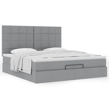 Ottoman-Bett mit Matratze Hellgrau 180x200 cm Stoff