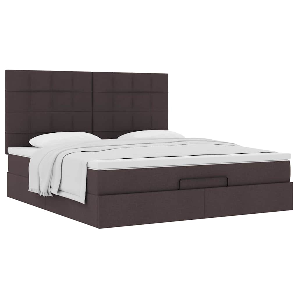 Ottoman bed with mattress dark brown 180x200 cm fabric