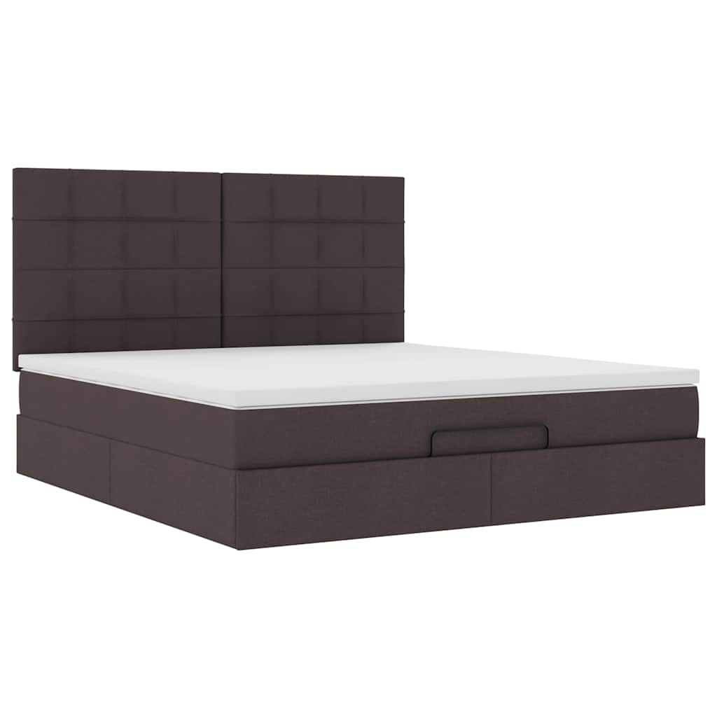 Ottoman bed with mattress dark brown 180x200 cm fabric