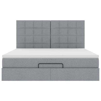 Ottoman-Bett mit Matratzen Hellgrau 200x200 cm Stoff