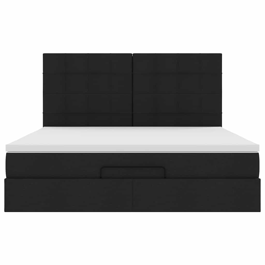 Ottoman-Bett mit Matratzen Schwarz 200x200 cm Stoff