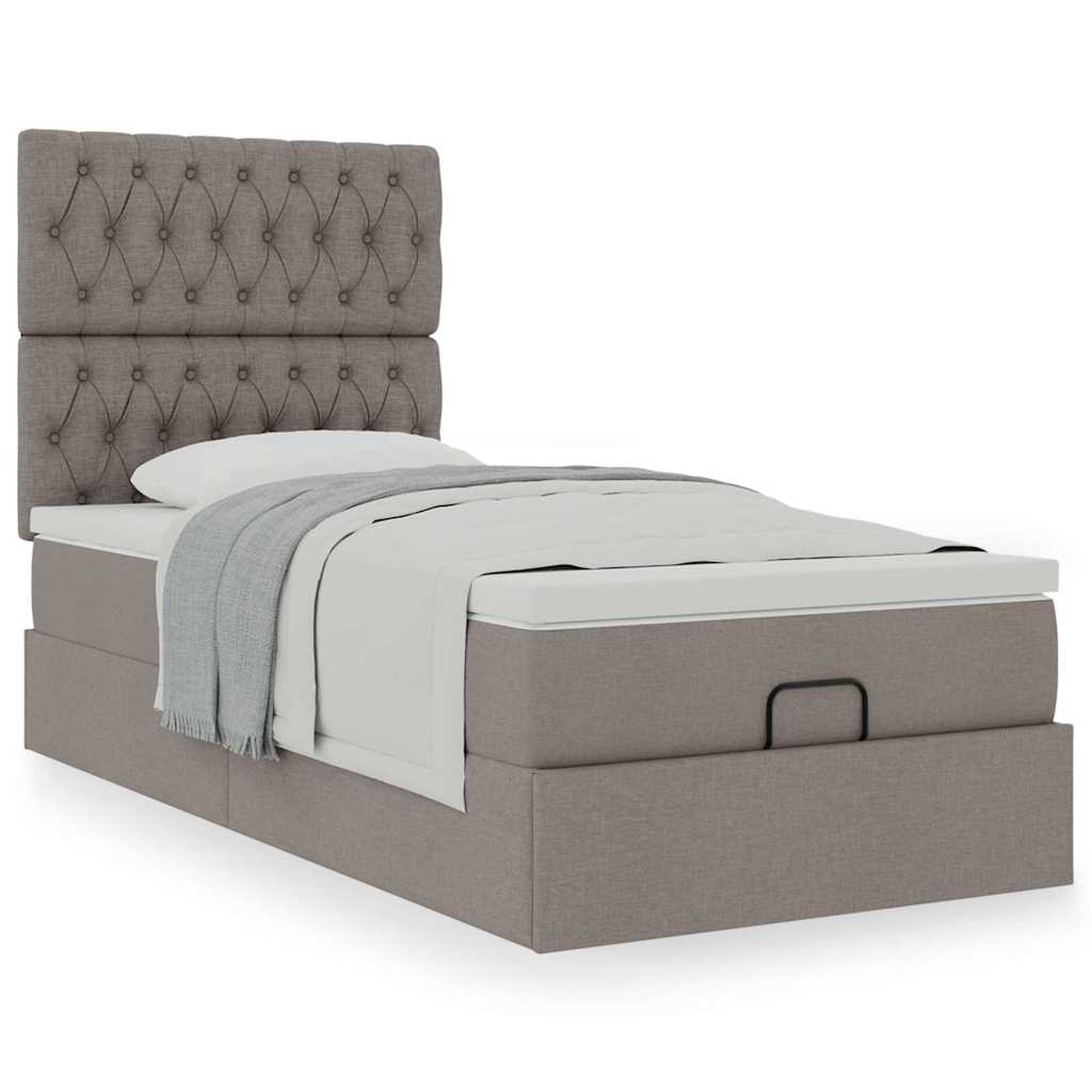 Ottoman-Bett mit Matratze Taupe 80x200 cm Stoff