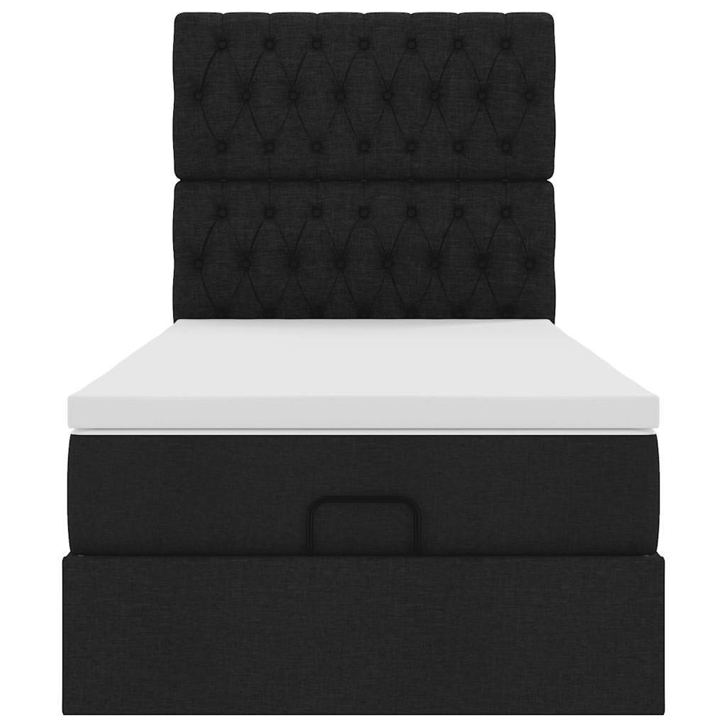 Ottoman bed with mattress black 90x200 cm fabric