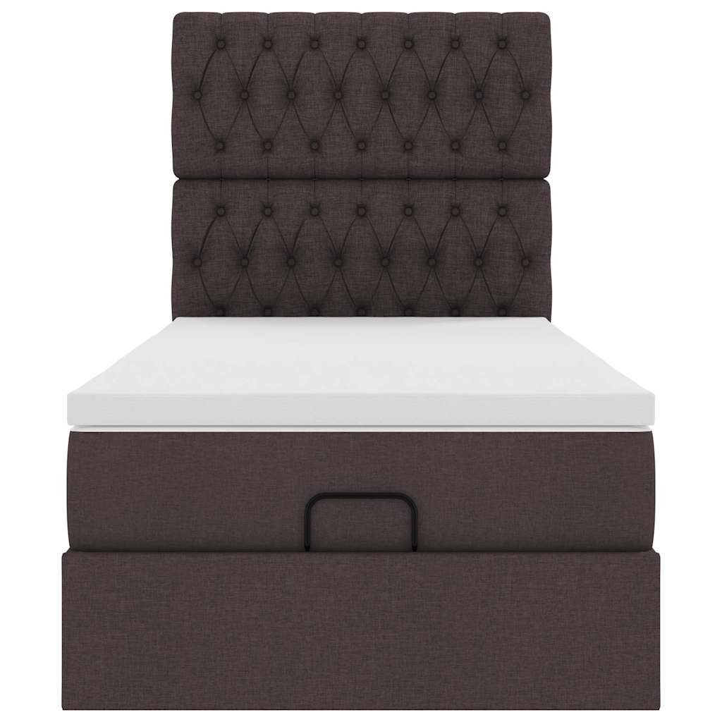 Ottoman-Bett mit Matratze Dunkelbraun 90x200 cm Stoff