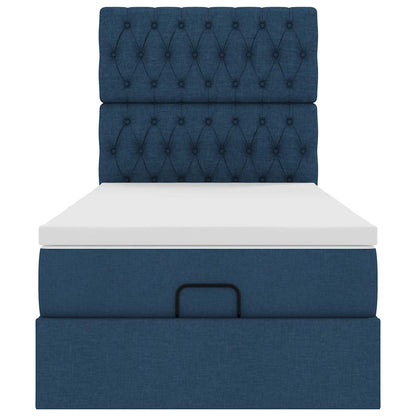 Ottoman-Bett mit Matratze Blau 90x200 cm Stoff