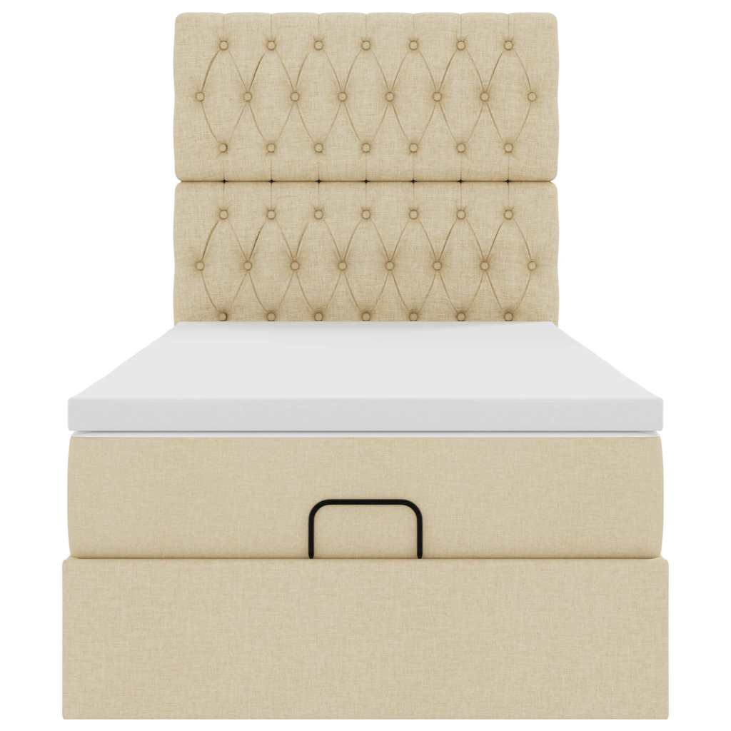Ottoman-Bett mit Matratze Creme 100x200 cm Stoff
