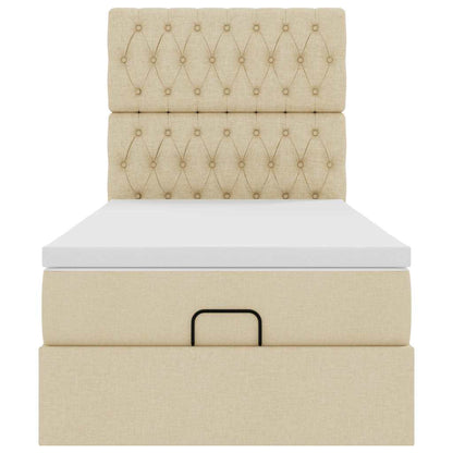 Ottoman-Bett mit Matratze Creme 100x200 cm Stoff