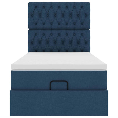 Ottoman-Bett mit Matratze Blau 100x200 cm Stoff