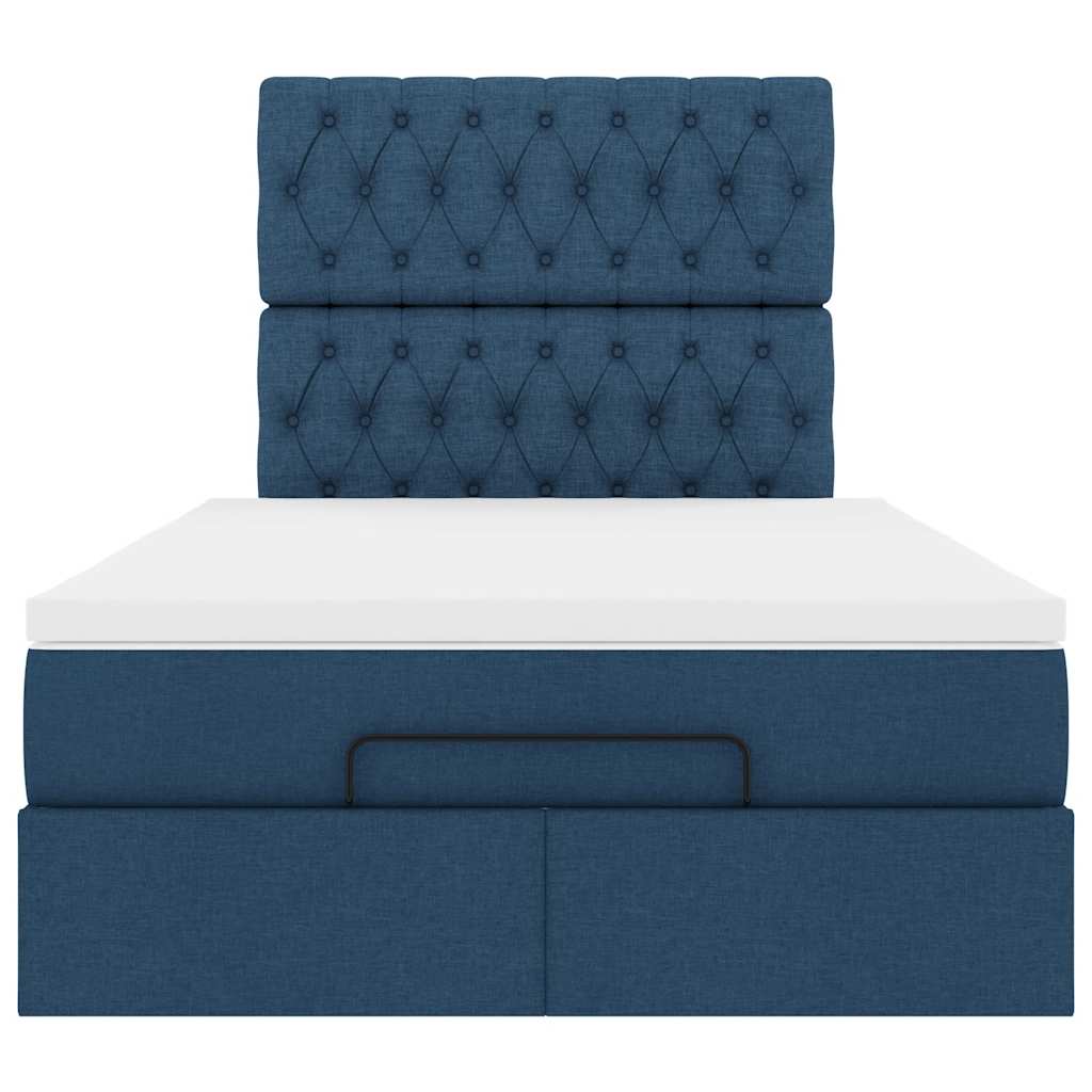 Ottoman-Bett mit Matratze Blau 120x190 cm Stoff