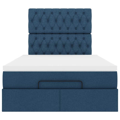 Ottoman-Bett mit Matratze Blau 120x190 cm Stoff
