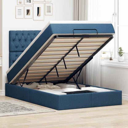 Ottoman-Bett mit Matratze Blau 120x190 cm Stoff