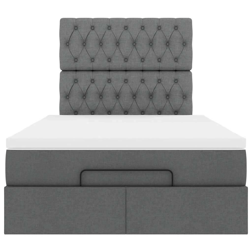 Lit ottoman avec matelas en tissu gris foncé 120x200 cm