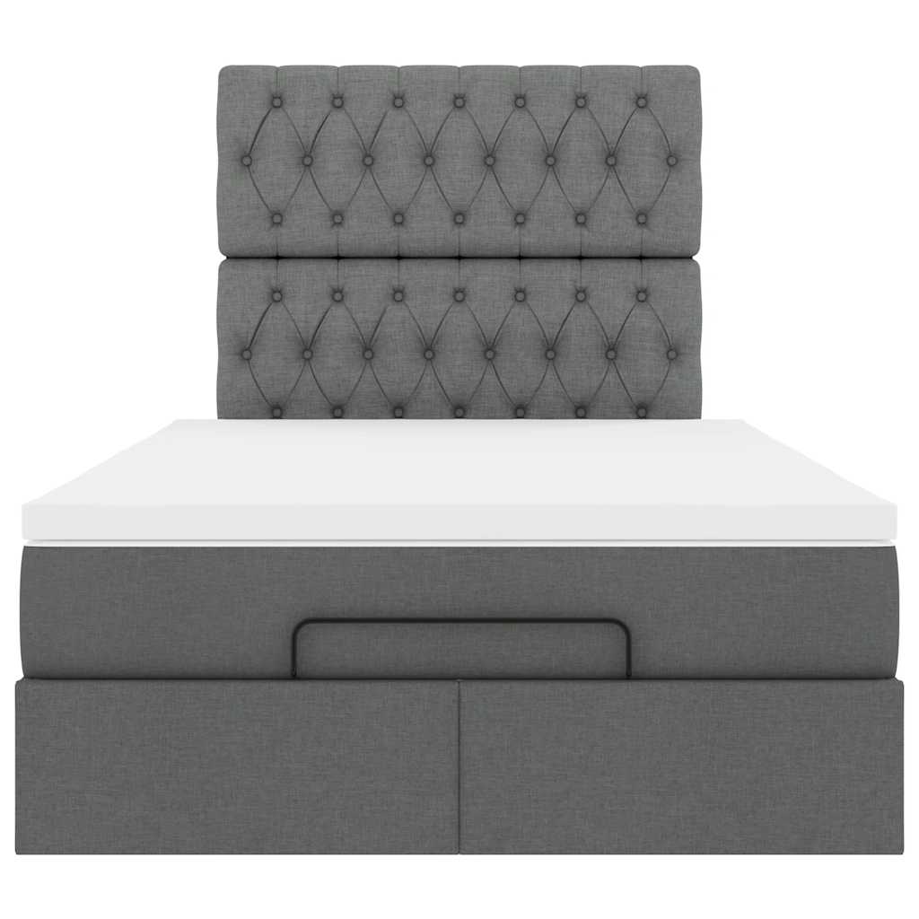 Ottoman-Bett mit Matratze Dunkelgrau 120x200 cm Stoff