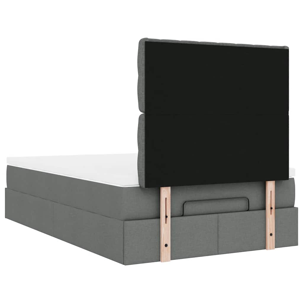 Lit ottoman avec matelas en tissu gris foncé 120x200 cm