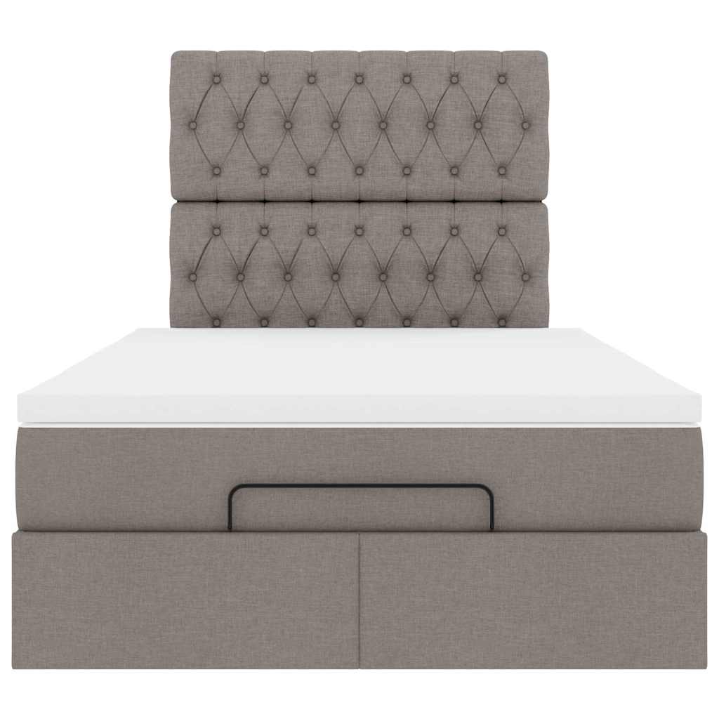 Ottoman-Bett mit Matratze Taupe 120x200 cm Stoff