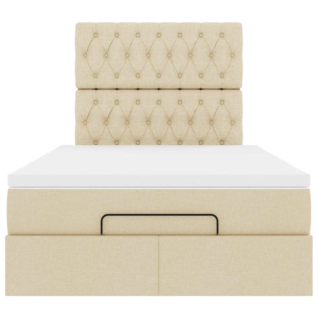 Ottoman-Bett mit Matratze Creme 120x200 cm Stoff