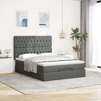 Ottoman-Bett mit Matratze Dunkelgrau 140x190 cm Stoff