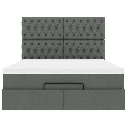 Ottoman-Bett mit Matratze Dunkelgrau 140x190 cm Stoff