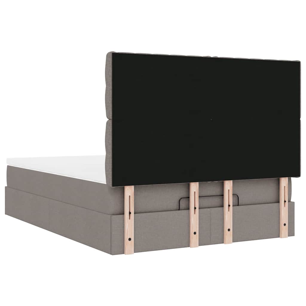 Ottoman-Bett mit Matratze Taupe 140x190 cm Stoff