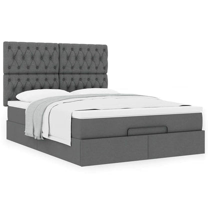 Ottoman-Bett mit Matratze Dunkelgrau 140x200 cm Stoff