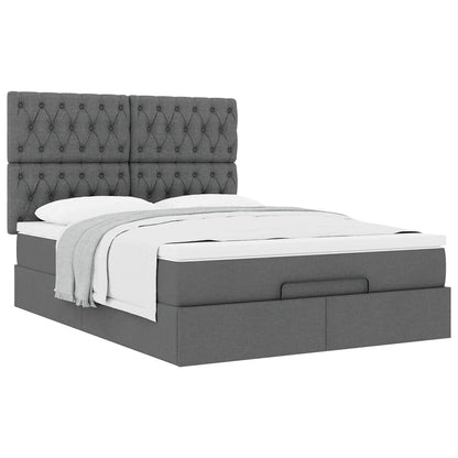 Ottoman-Bett mit Matratze Dunkelgrau 140x200 cm Stoff
