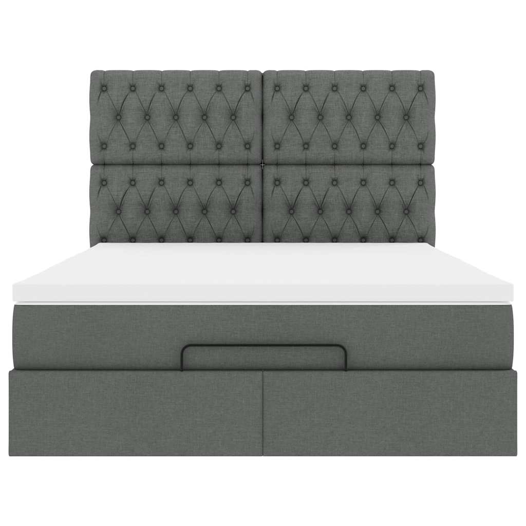 Ottoman-Bett mit Matratze Dunkelgrau 140x200 cm Stoff