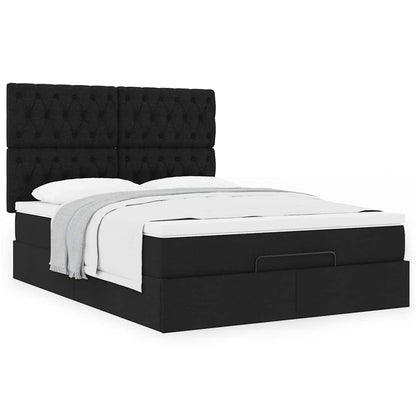 Ottoman-Bett mit Matratze Schwarz 140x200 cm Stoff