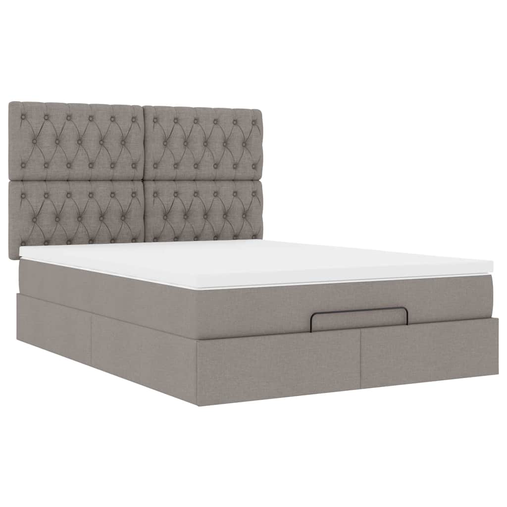 Ottoman-Bett mit Matratze Taupe 140x200 cm Stoff