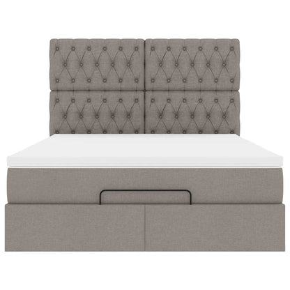 Ottoman-Bett mit Matratze Taupe 140x200 cm Stoff