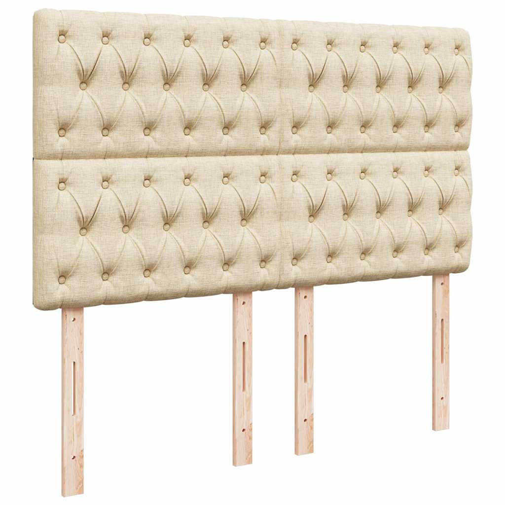 Ottoman bed with mattress cream 140x200 cm fabric