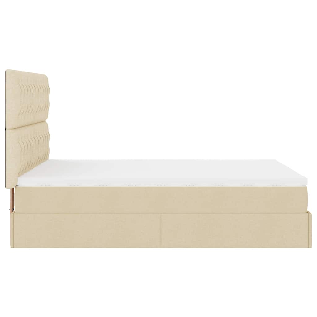 Ottoman bed with mattress cream 140x200 cm fabric