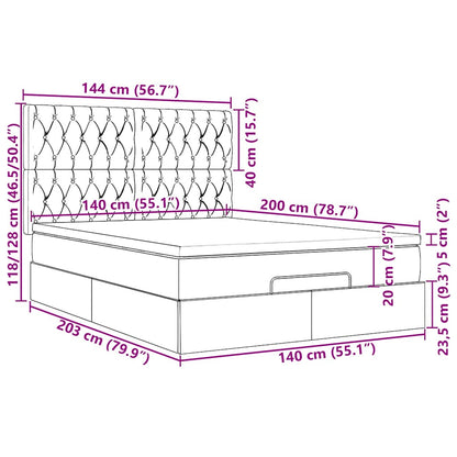 Ottoman-Bett mit Matratze Blau 140x200 cm Stoff