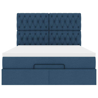 Ottoman-Bett mit Matratze Blau 140x200 cm Stoff