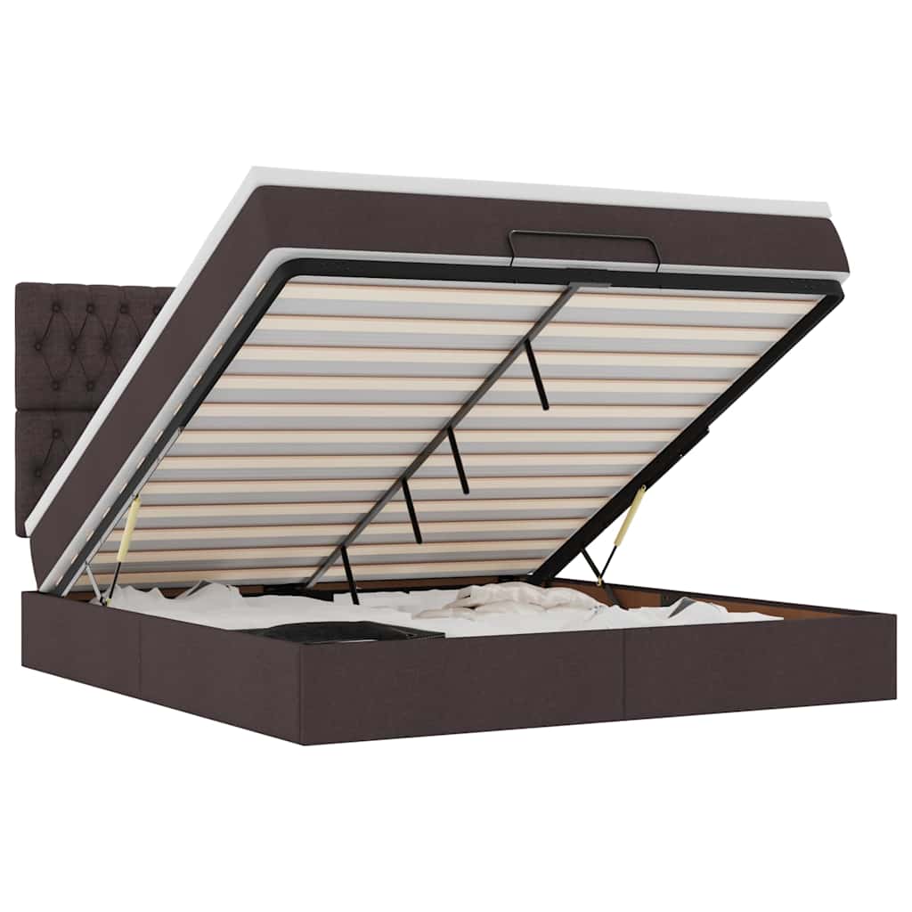 Ottoman-Bett mit Matratze Dunkelbraun 160x200 cm Stoff