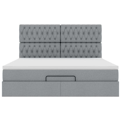 Ottoman-Bett mit Matratze Hellgrau 180x200 cm Stoff