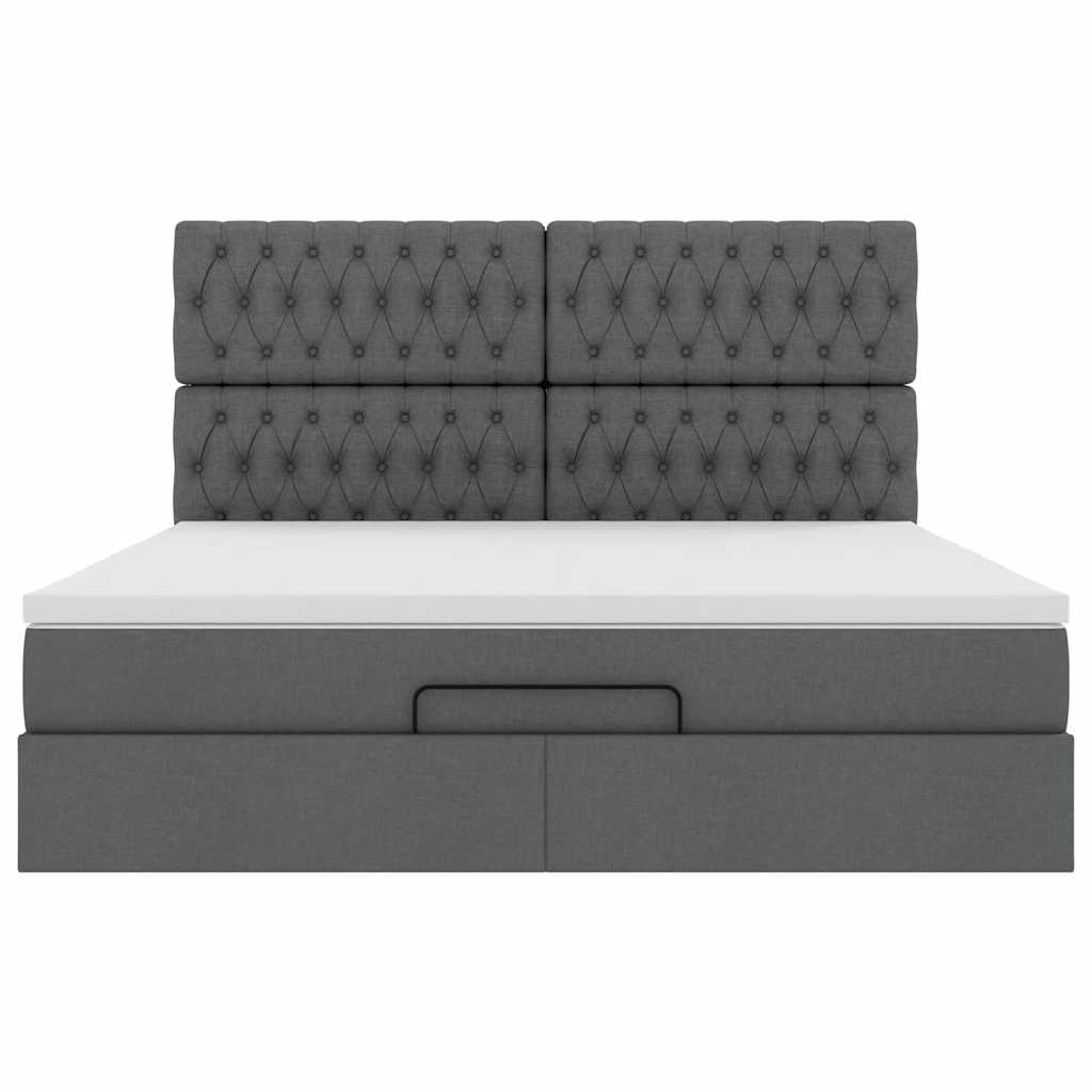 Ottoman-Bett mit Matratze Dunkelgrau 180x200 cm Stoff