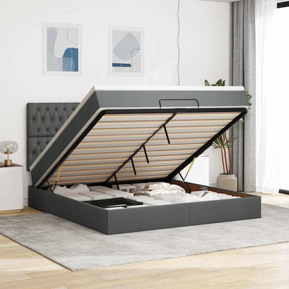 Ottoman-Bett mit Matratze Dunkelgrau 180x200 cm Stoff