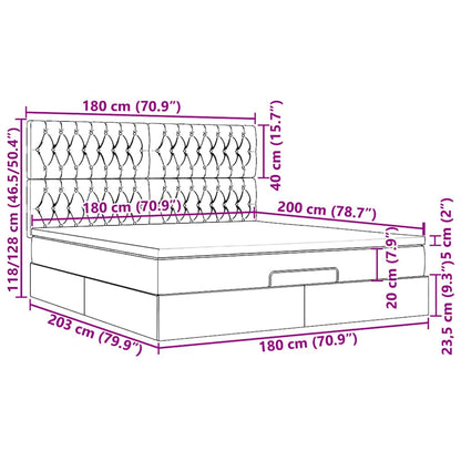 Ottoman-Bett mit Matratze Taupe 180x200 cm Stoff