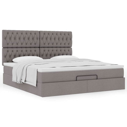 Ottoman-Bett mit Matratze Taupe 180x200 cm Stoff