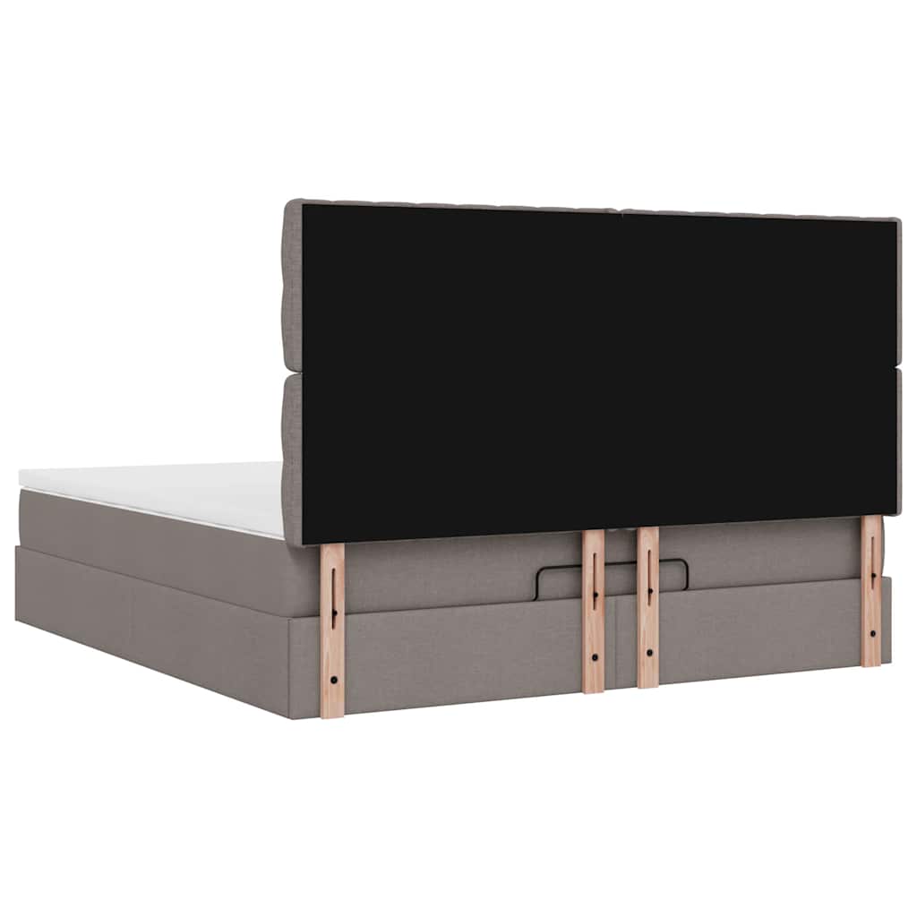 Ottoman-Bett mit Matratze Taupe 180x200 cm Stoff
