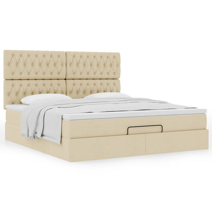 Ottoman-Bett mit Matratze Creme 180x200 cm Stoff