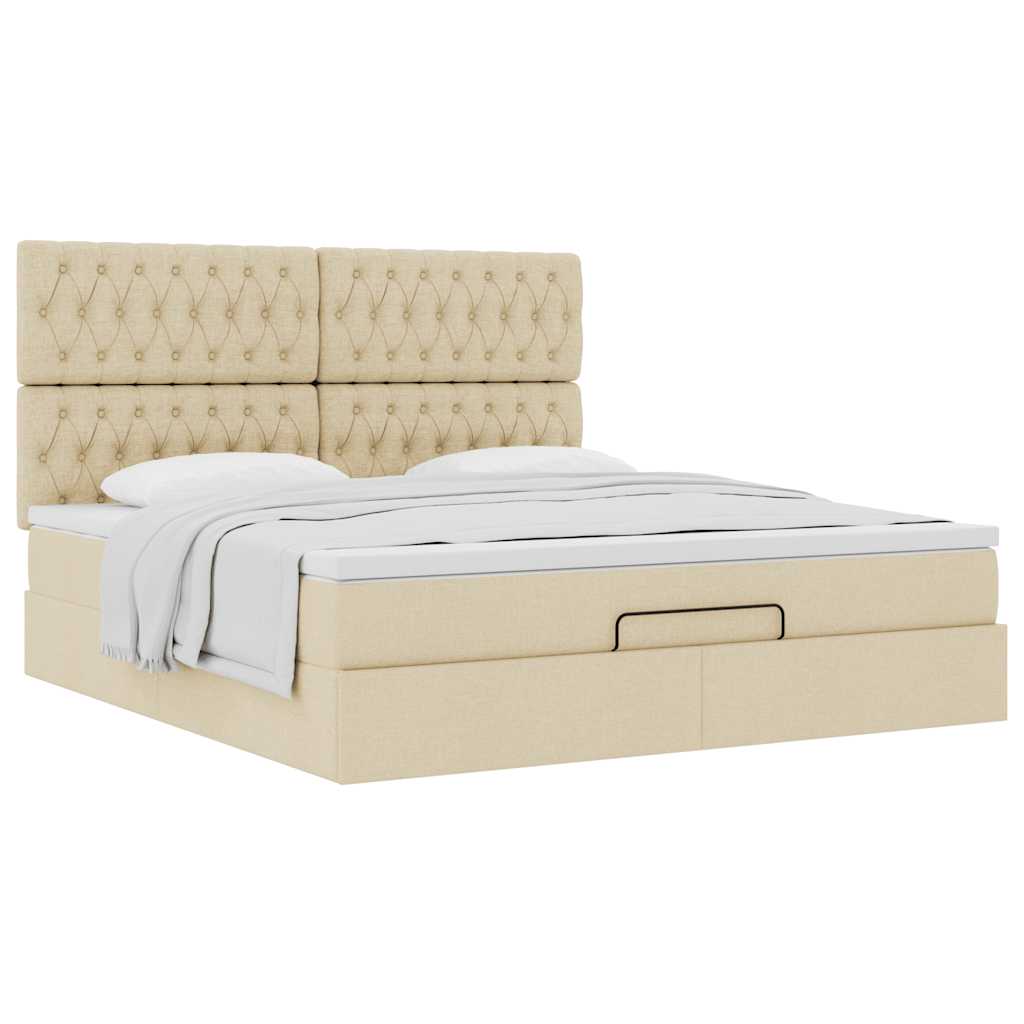 Ottoman-Bett mit Matratze Creme 180x200 cm Stoff