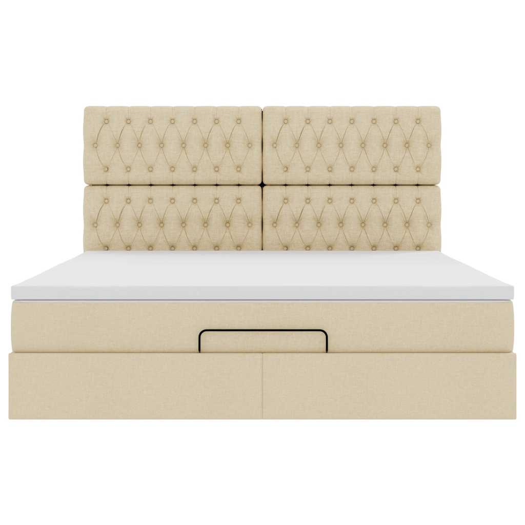 Ottoman-Bett mit Matratze Creme 180x200 cm Stoff