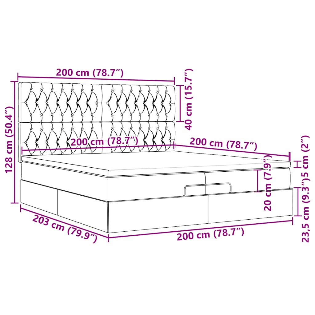 Ottoman-Bett mit Matratzen Dunkelgrau 200x200 cm Stoff