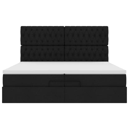 Ottoman-Bett mit Matratzen Schwarz 200x200 cm Stoff