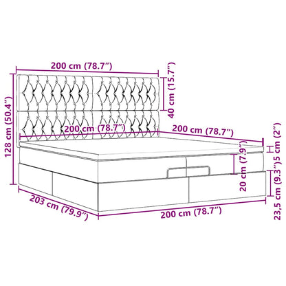 Ottoman-Bett mit Matratzen Taupe 200x200 cm Stoff