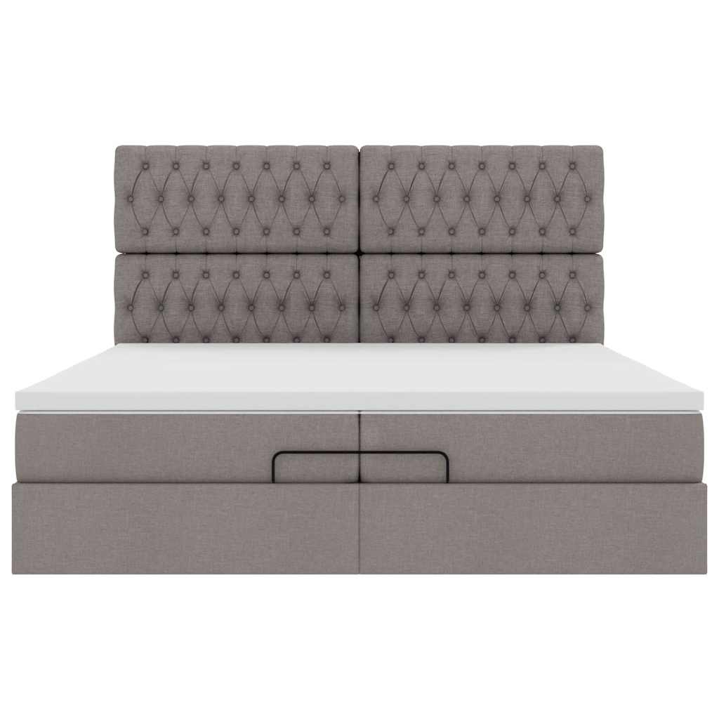 Ottoman-Bett mit Matratzen Taupe 200x200 cm Stoff