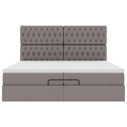 Ottoman-Bett mit Matratzen Taupe 200x200 cm Stoff